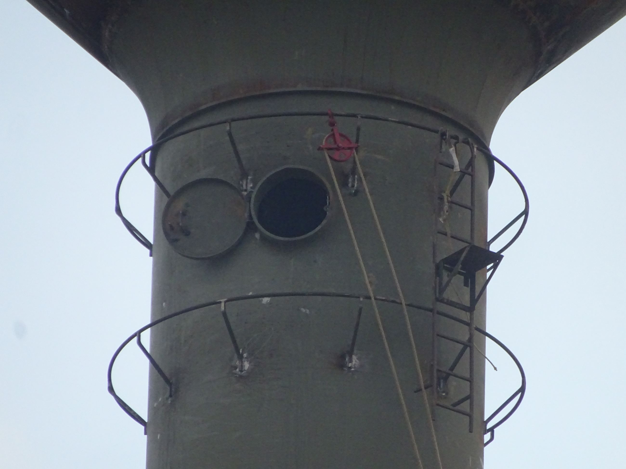 Close up of pulley on water tower