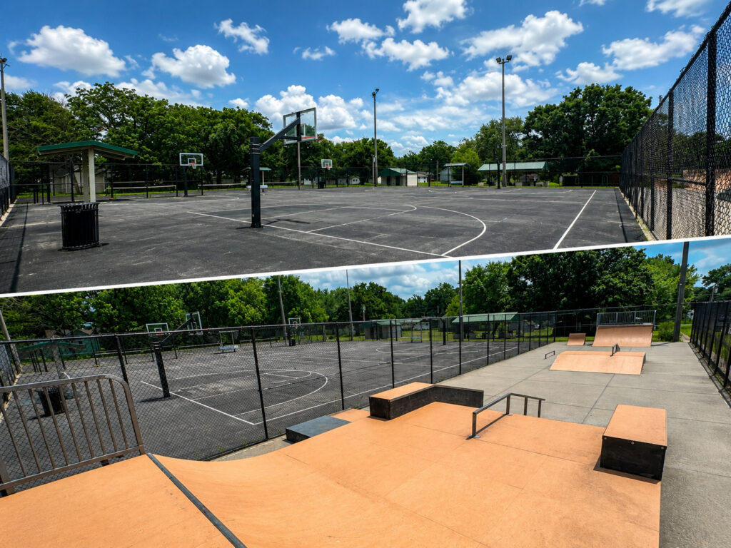 Skate Park, Pickleball, and Basketball Courts