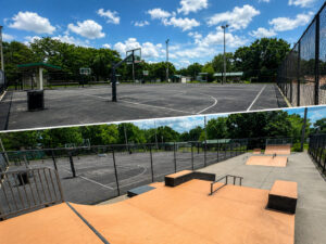 Skate Park, Pickleball, and Basketball Courts
